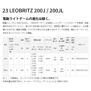 DAIWA 23 LEOBRITZ 200J 系列 [漁拓釣具] [電動捲線器]