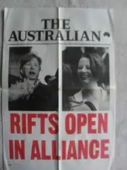 Julia Gillard ALP Christine Milne Greens Alliance Rifts Open Vtg Politics Poster