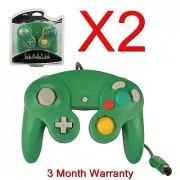 2X CONTROLLER FOR NINTENDO GAMECUBE GC & WII GREEN/BLUE NEW
