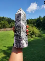Large Natural Purple Fluorite Crystal Tower