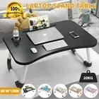 Foldable Laptop Table Bed Stand Desk Cup Slot USB Tray Sofa Computer Portable
