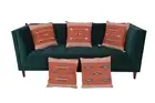 Set of 5 cotton cushion covers with handwoven fabric featuring geometric pattern