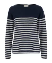 Bruno Manetti Striped Pullover Sweater 44,40,42 blue