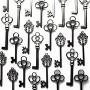 Aokbean Mixed Set of 30 Large Skeleton Keys in Antique Bronze - Set of 30 Keys, 2.5 inch, Metal, No Gemstone