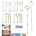 2 Set Cake Stand Fittings 3 Tier Gold Crown Handle Hardware High Tea For Plates