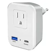 Europe Travel Plug Adapter Converter Wall Dual USB for US to Type C Outlet