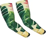 [FHEDVBN] hojas tropicales y flores Arm Sleeves Compression Arm Covers for Men Women Outdoor Sun Sleeves Cooling Sports Sleeve, Black
