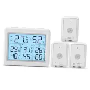 Indoor Outdoor Thermometer, Digital Hygrometer Thermometer, Wireless White