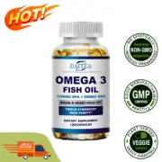 Omega 3 Fish Oil Capsules - Lowers Cholesterol, Supports Heart And Brain Health