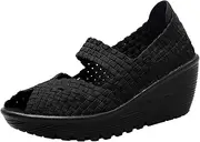 [Ruiatoo] Women's Woven Wedge Pump Casual Platform Sandals Shoes