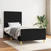 vidaxl Black Fabric King Single Bed Frame with Adjustable headboard, Sturdy Plywood slats, Suitable for bedrooms