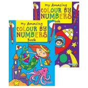 Colour Numbers Kids Activity Children's Space or Mermaid Colouring Book