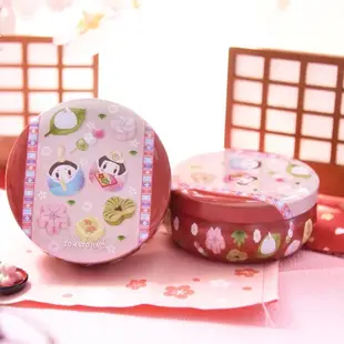 [小皮花坊]日式和風馬口鐵盒 櫻花兔 鐵罐 正月貓 迷你 圓鐵盒 日式風格 喜糖盒婚慶喜宴糖果盒 婚禮小物