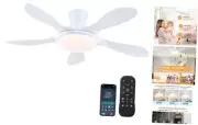 Ceiling Fan with Light and Remote/APP, 46" Modern Low Profile Ceiling White