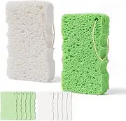 100% Natural Compressed Cellulose Bath Shower Loofah Travel Pack(5.2x3.2x1 inches) Foam Sponge Body Wash Puff– Gentle Scrubber Exfoliator Eco-Friendly, and Efficient Cleansing Solution (10 Pack)