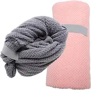 NIYANGLE 2Pcs Hair Drying Towels Quick Dry Hair Wraps for Women Soft Fleece Absorbent Head Towels for Wet Hair Lightweight Portable Shower Turbans