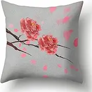 Set of 2,Polyester Throw Pillow Covers 18x18 Inch,Red Floral Pattern Couch Pillowcase Home Decor Square Cushion Pillow Covers 45x45 cm,No Insert