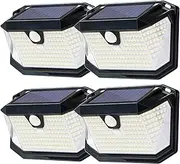 Solar Security Lights Outdoor Waterproof,3 Mode Motion Sensor Lights Outdoor,202LED Wide Angle Outside Lights Solar Powered,IP65 Waterproof Solar Wall Lights for Front Door,Yard, Garage,Garden (4)