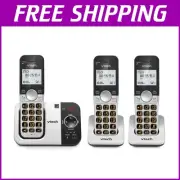 Sleek Silver/Black Cordless Phone Set: 3 Handsets with Caller ID Functionality