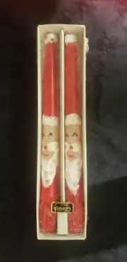 Vintage Original Kameyama Santa Clause 10" Pilar Candles Set of 2 NIB Unburned