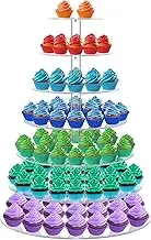 WeddingWish Large 7 Tier Round Acrylic Cupcake Stand for 100 Cupcakes, Clear, Sturdy & Stable, Easy to Assemble & Store