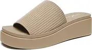 [Athlefit] Women's Slip On Platform Sandals Comfortable Open Toe Flatform Chunky Sandals