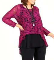 TS TAKING SHAPE plus size S / 16 Spiral Lace Top sheer stretch lace NWT rrp$130!
