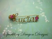 Adorable Personalised Name Brooch - Gold Wire Birthstone Beads - Up to 8 Letters
