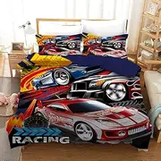 Toy Race Cars Quilt Doona Duvet Cover Set Single Double Queen King Size Available to Choose Single, 1 Pillow Case