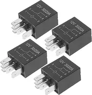 4pcs 5 Automotive Relay Converters Car Multi Socket Starter Relay Power Supply Buck Charger Station Car Adapter for Outlet Quad Smart Extender Power Strip Plastic Black