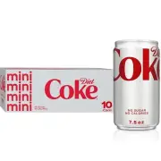(10 Pack) Coca Cola Diet Coke Soda Soft Drink, No Sugar, No Calories, 7.5 Fl Oz