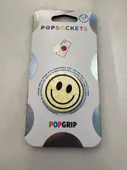 PopSockets PopGrip Phone Stand Grip Swap Top Tie Dye Smiley Emoji Black Yellow