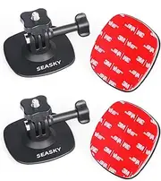 SEASKY [ 2Pack A1 Flexible Adhesive Helmet Mount use Genuine 3M for GoPro Hero13/12/11/10/9/8 Max DJI Action 5 Pro 4 3 Insta360 X5 X4 X3 Ace Pro 2 Sports Camera Accessories Flat Curved Surfaces