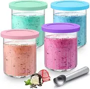 [FIIOEOY] Replacement for Ninja Creami Deluxe Pints and Lids - 4 Pack, 24oz Creami Pint Containers Compatible with Ninja Creamy NC500 NC501 Series 11-in-1 Ice Cream Maker, BPA-Free, Dishwasher Safe