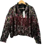 Miss Me Swifty All Sequin fringe Rodeo Festival Jacket 90s western sz M