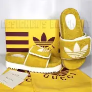 GUCCI x Adidas woman 36EU- 6US Yellow GG Sponge & Trefoil platform Slide sandals