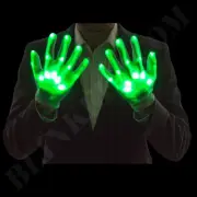 LED Gloves HALLOWEEN Light Up Fingers GREEN LED Costume Gloves Rave Dance Party