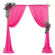 Wedding Arch Draping Fabric2 Panels 18FT Hot Pink Sheer Chiffon Curtain Drape...