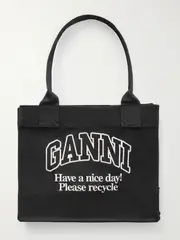 [GANNI] GANNI - Embroidered Canvas Tote - Black - One size One size Black