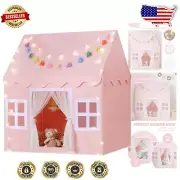 Enchanting Pink Kids Play Tent with Mat, Lights & Tassels for Imaginative Fun