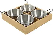 TIDTALEO 1 Set Appetizer Serving Plate Dish with Wood Base Multi Design for Hot Pot BBQ Food Serving Container for Gatherings Parties