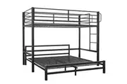 KINGSTON SLUMBER Single Loft Bed And Double Underbed, Multifunctional, Space Saving with Fixed Ladder, Matte Dark Grey