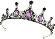[MAGICLULU] Crown Amethyst Girls Headband Women's Tiara Headband for Girls Hooded Towel Headscarf Wedding Decoration Hair Accessories for Bride Hair Accessories Rhinestone Acrylic Purple