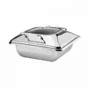 Athena Induction Chafer Dish Rect 1/2 Stainless Steel & Glass Lid Fuel Heated