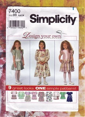 Simplicity Child's Dress DESIGN YOUR OWN Size BB (5,6,7,8) Pattern# 7400 (549)