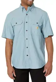 Carhartt Men's Flannel Shirt Light Blue Rugged Short Sleeve (227)