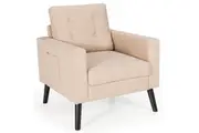 Giantex Modern Accent Armchair Upholstered Single Sofa w/ Rubber Wood Legs,Beige