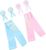 Hoement Expectant Parent Shower Present Set Mommy to Be Sash Dad to Be Pin Gender Reveal Decorations