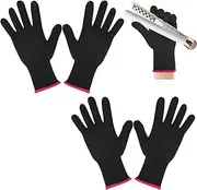 Ptwola 2 Pair Heat Resistant Gloves for Hair Styling Professional Hot Hand Gloves Heat Protection Flat Iron Gloves Pink Edge Heat Press Sublimation Gloves for Women Curling Wand Styling Tool