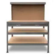 NNEDPE 3-Layered Work Bench Garage Storage Table Tool Shop Shelf Silver
